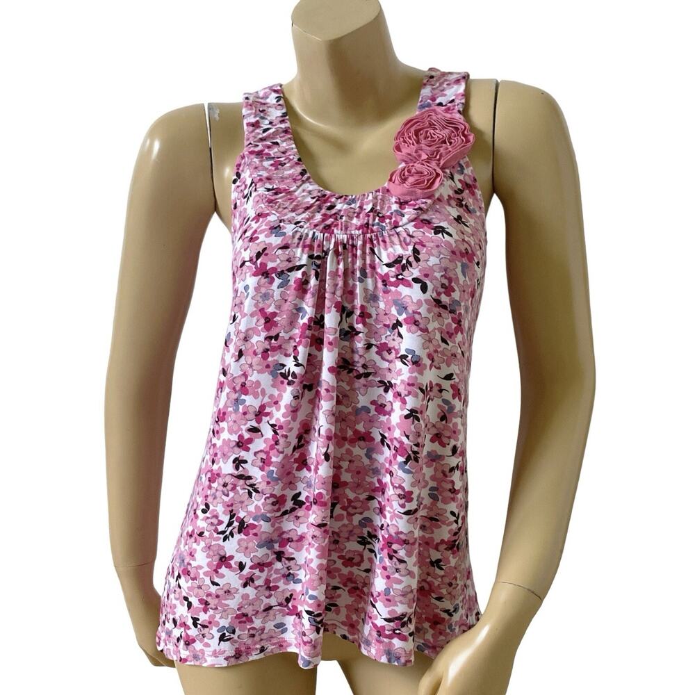 CANDIES Womens Size Small Sleeveless Floral Print Rayon Blend Tank Top Shirt